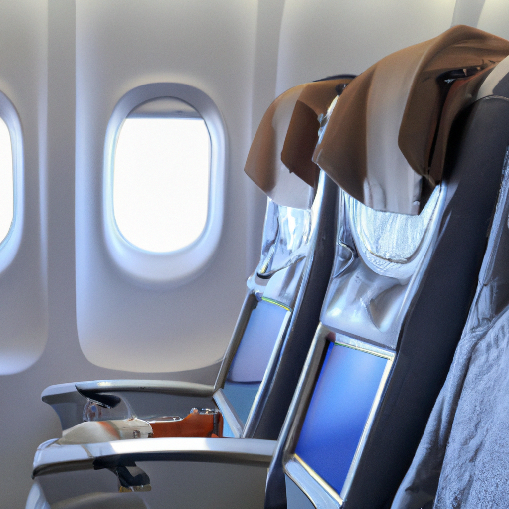 An airplane cabin with ergonomic seats designed for passenger comfort.