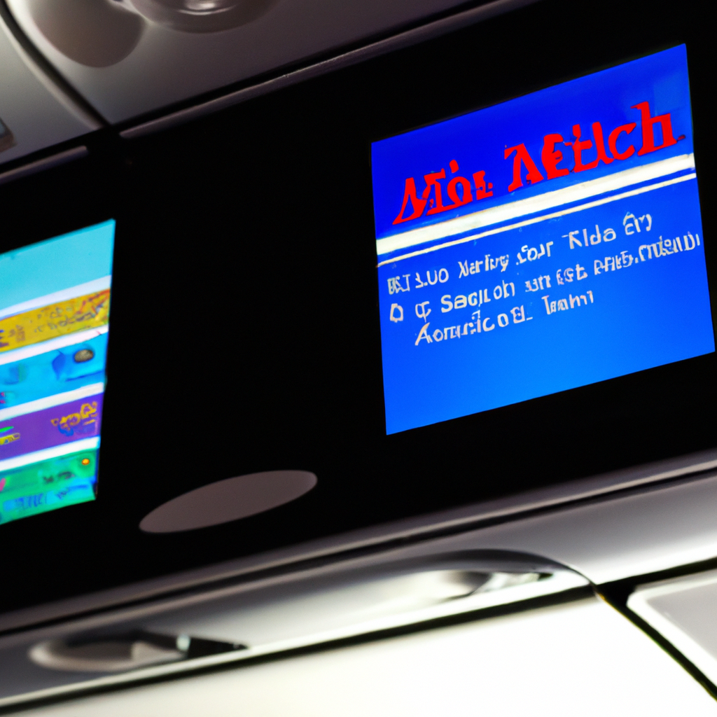 An in-flight entertainment screen displaying movies and TV shows.